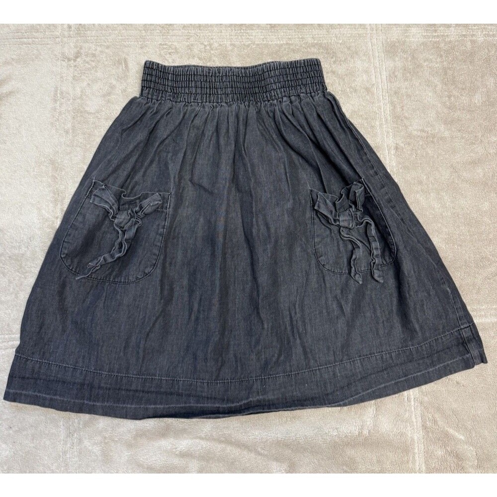 Principino Boutique Girls Sz 7 Denim Tiered Skirt Girl's Chambray Knee-length